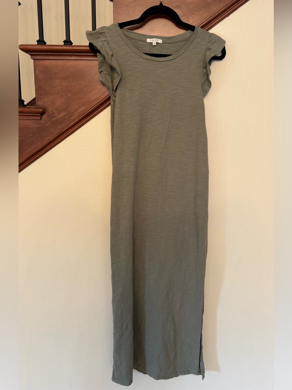 Z Supply Olive Ruffle Sleeve Maxi Dress